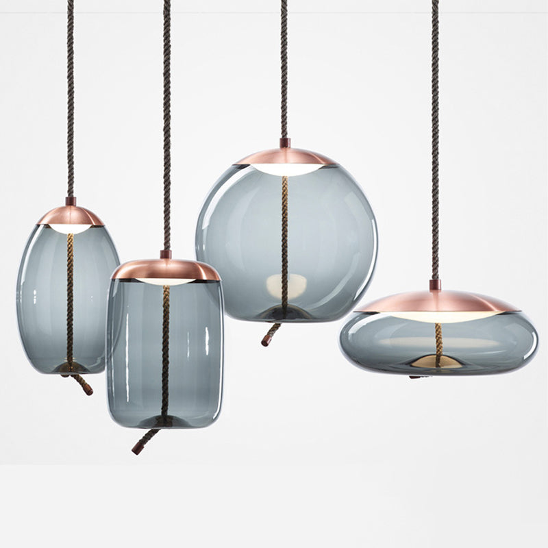 1 Light Mason Jar Pendant Light Modern Hand Blown Glass Shade Hanging Lamp for Living Room