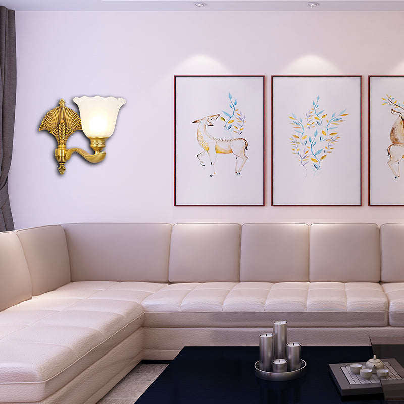 LAMPE SCALOPE DE CHAMBRE LAMPE COLONIAL VERRE LAIT MAIS