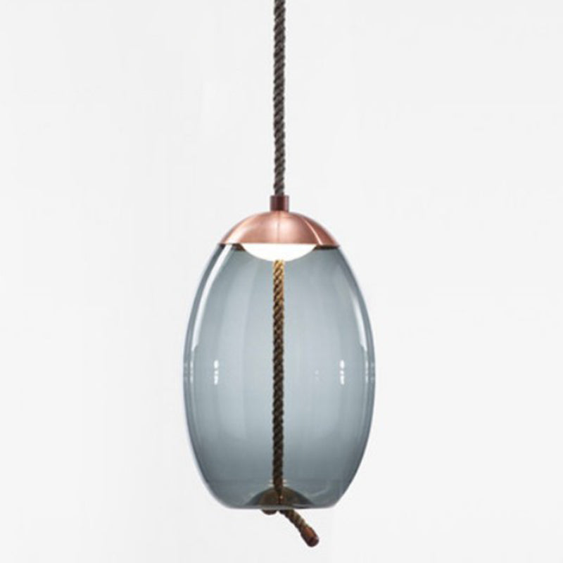 1 Light Mason Jar Pendant Light Modern Hand Blown Glass Shade Hanging Lamp for Living Room