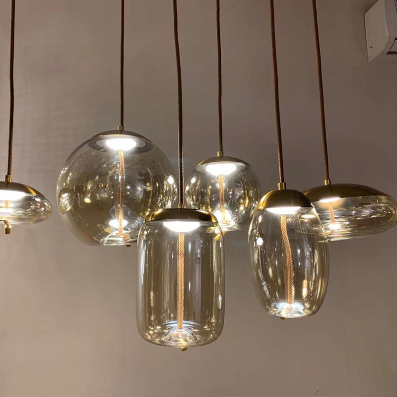 1 Light Mason Jar Pendant Light Modern Hand Blown Glass Shade Hanging Lamp for Living Room