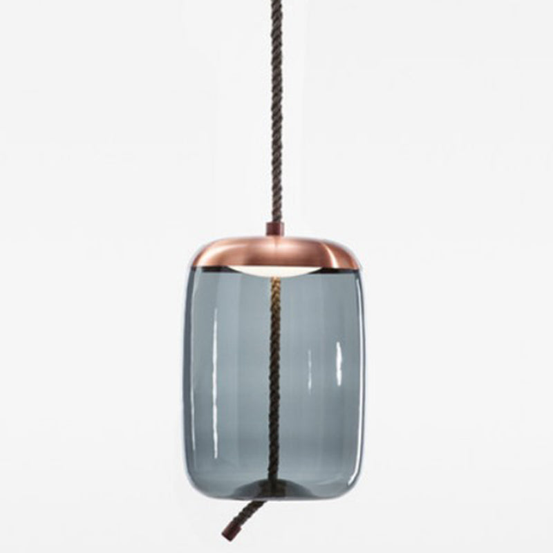 1 Light Mason Jar Pendant Light Modern Hand Blown Glass Shade Hanging Lamp for Living Room