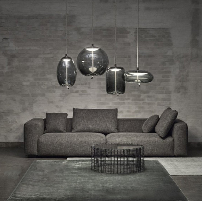 1 Light Mason Jar Pendant Light Modern Hand Blown Glass Shade Hanging Lamp for Living Room