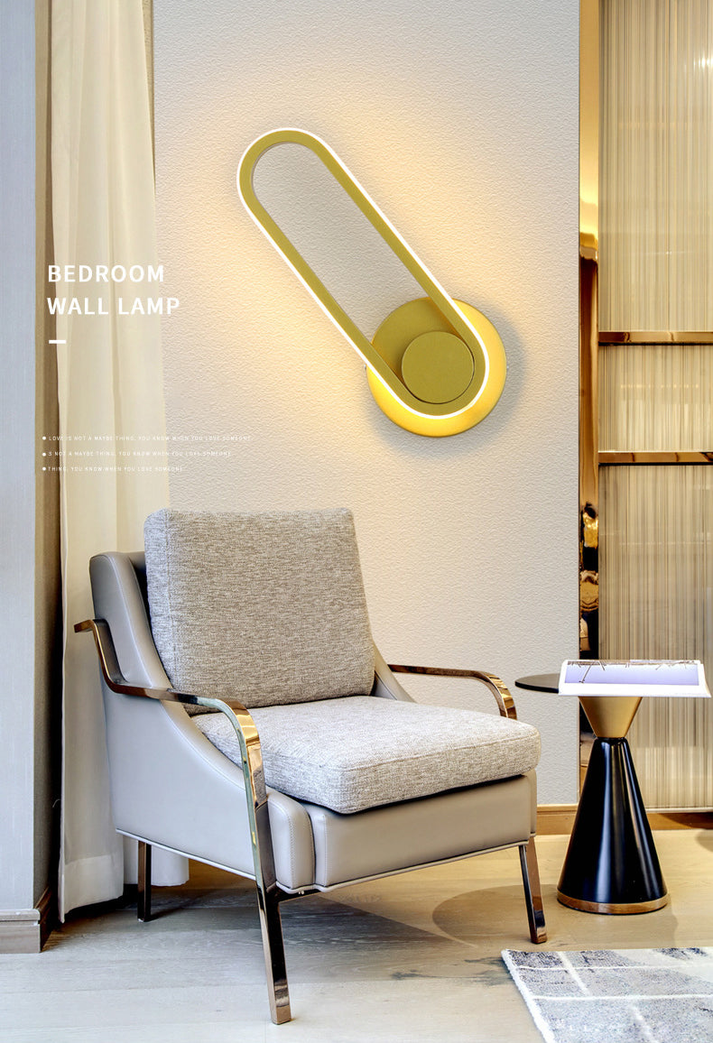 Simplicidad moderna Luz de pared ovalada Luz de pared de aluminio de aluminio Fixes para dormitorio