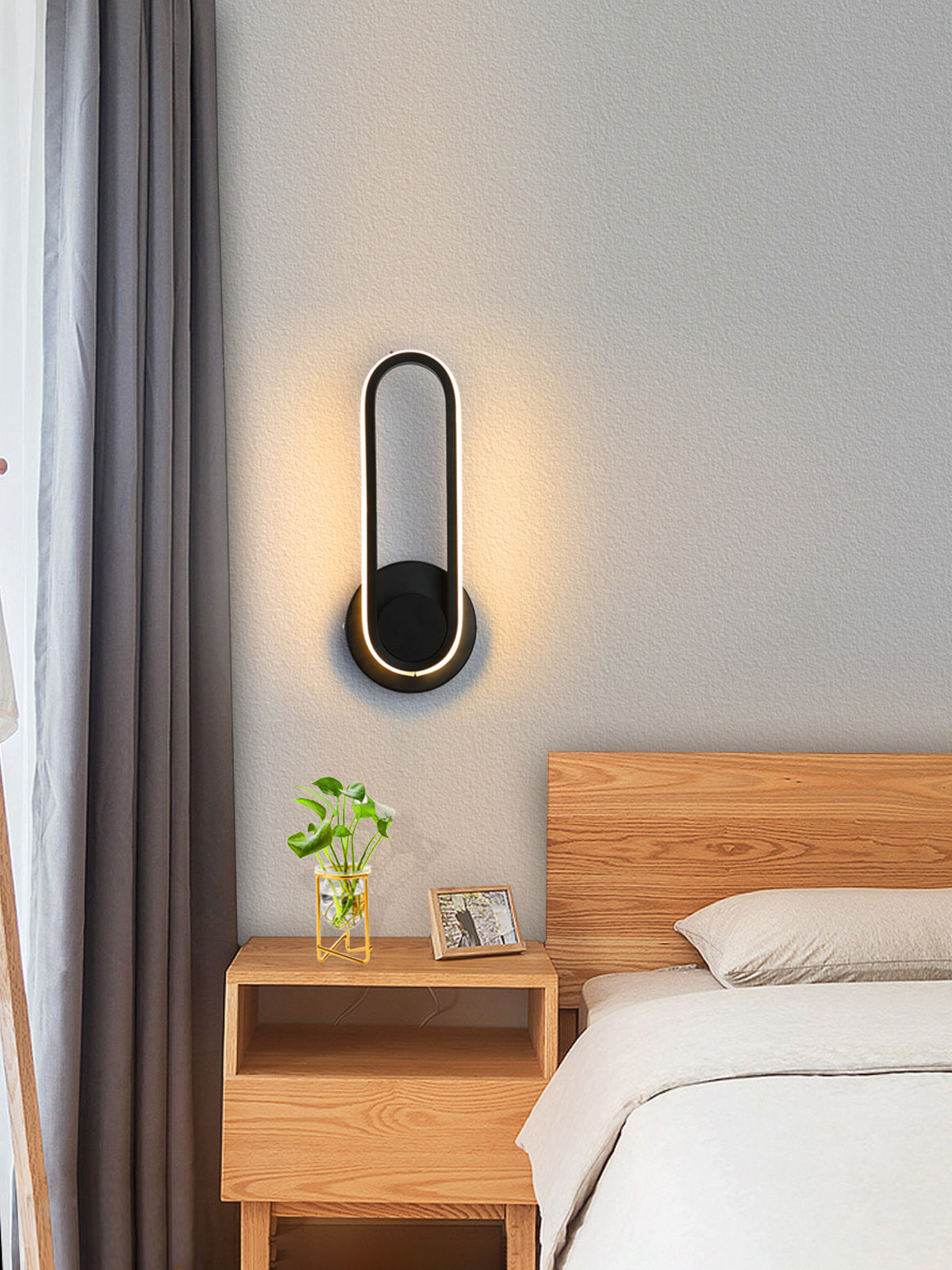 Simplicidad moderna Luz de pared ovalada Luz de pared de aluminio de aluminio Fixes para dormitorio