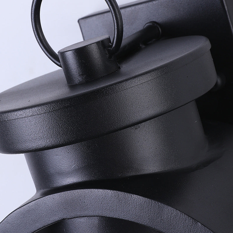 Industrial Style Black Wrought Iron Wall Sconce with Seeded Glass Cylinder Shade Single Bulb Outdoor Lighting Fixture