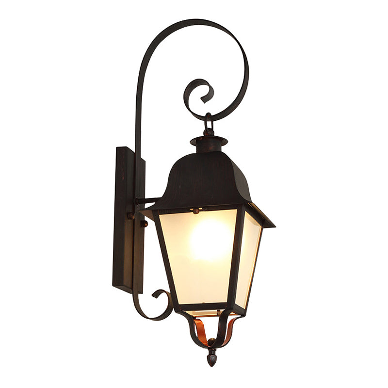 Lámpara de pared metálica de una sola luz vintage, aplique de pared impermeable para exteriores con brazo fijo para escaleras y pasillos