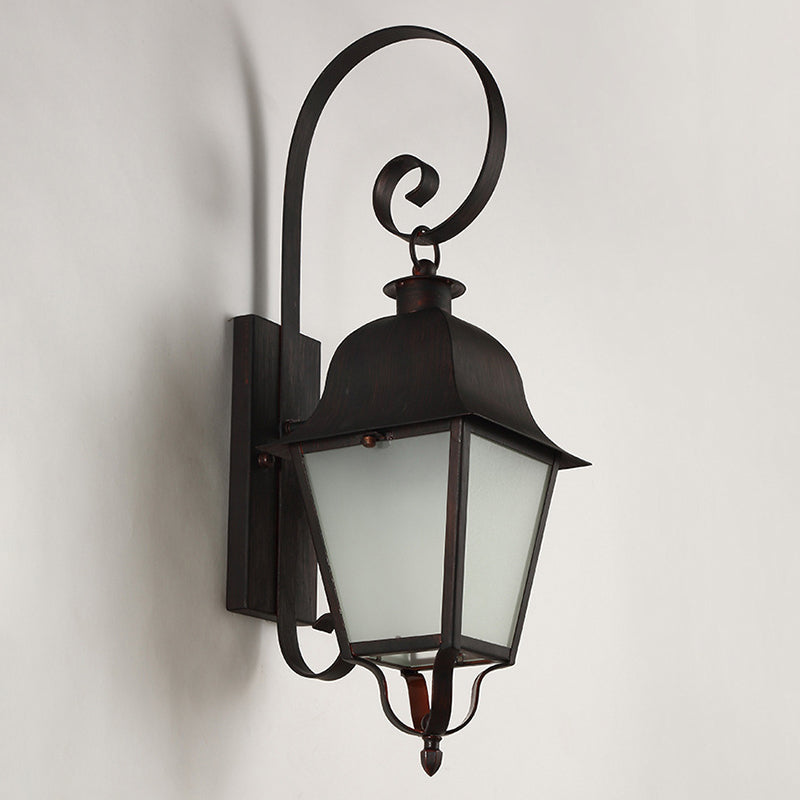 Lámpara de pared metálica de una sola luz vintage, aplique de pared impermeable para exteriores con brazo fijo para escaleras y pasillos