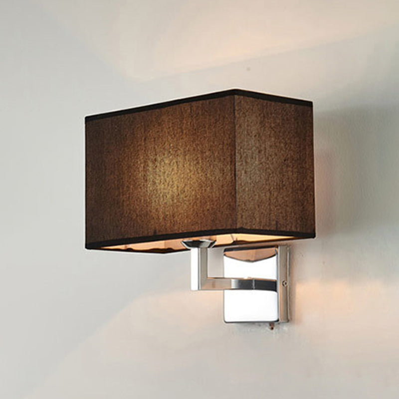 10.6 "H lampada a parete esterna al braccio a fissaggio singolo con tonalità in tessuto rettangolare