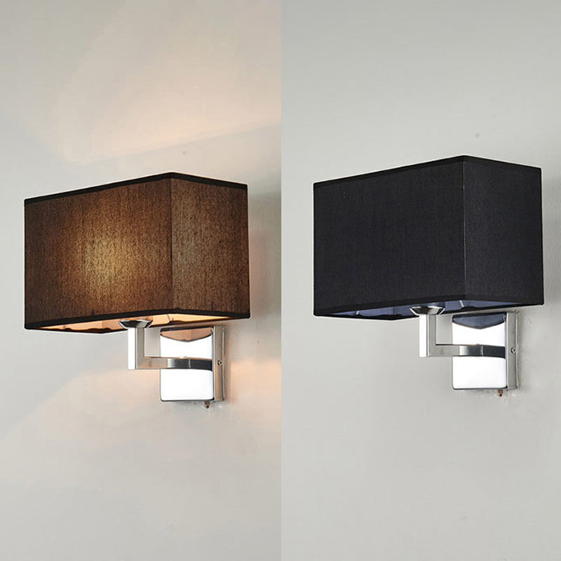 10.6 "H lampada a parete esterna al braccio a fissaggio singolo con tonalità in tessuto rettangolare