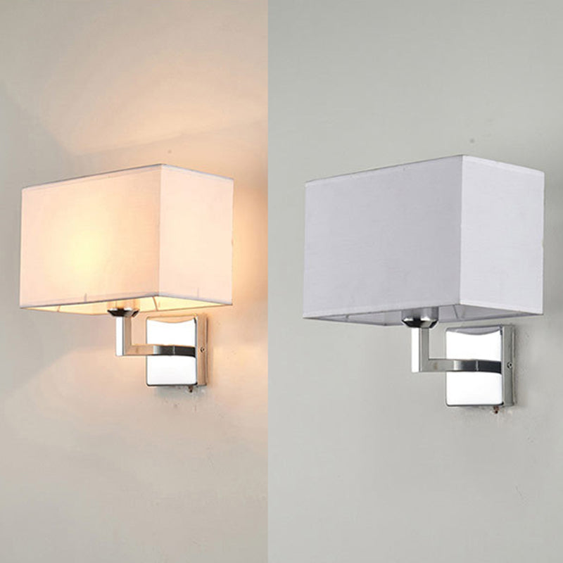 10.6 "H lampada a parete esterna al braccio a fissaggio singolo con tonalità in tessuto rettangolare