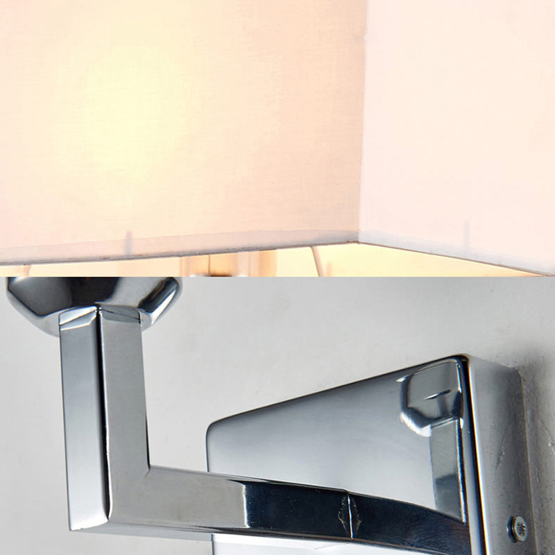 10.6 "H lampada a parete esterna al braccio a fissaggio singolo con tonalità in tessuto rettangolare