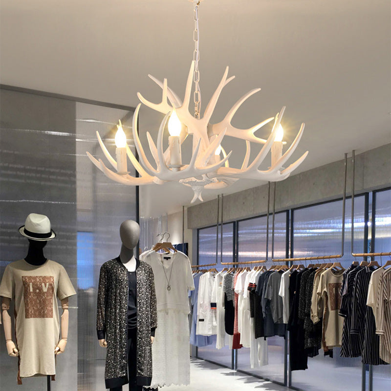 Deer Antler Chandelier Light Fixture Rustic Vintage Plastic Pendant Lighting for Restaurant