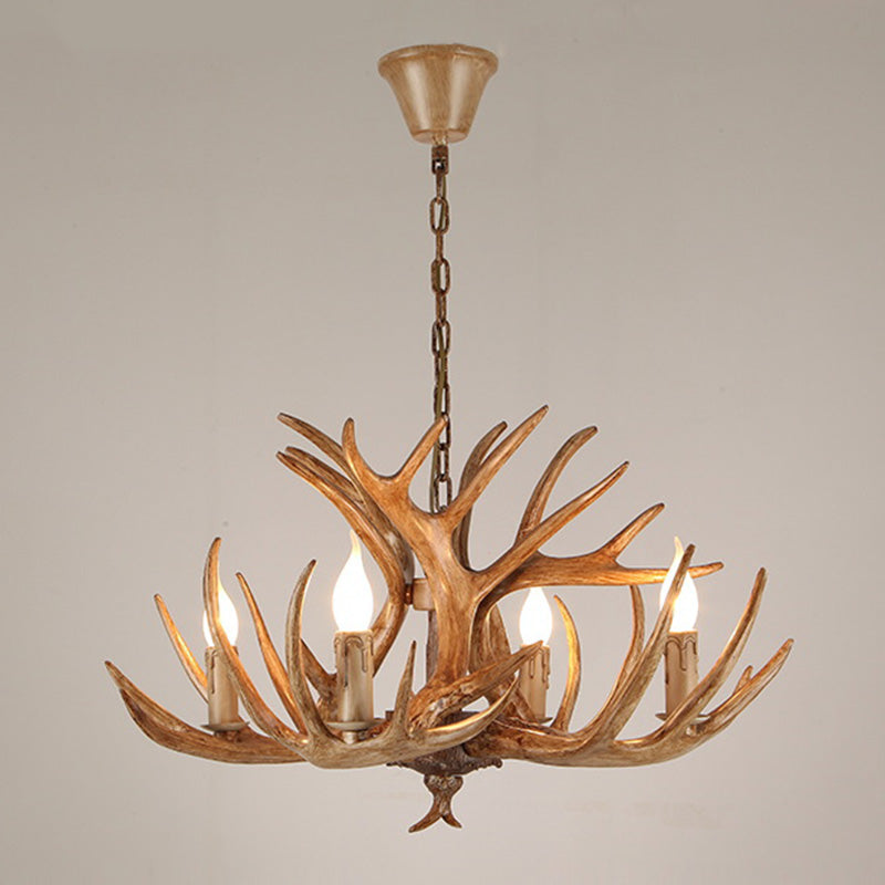 Deer Antler Chandelier Light Fixture Rustic Vintage Plastic Pendant Lighting for Restaurant