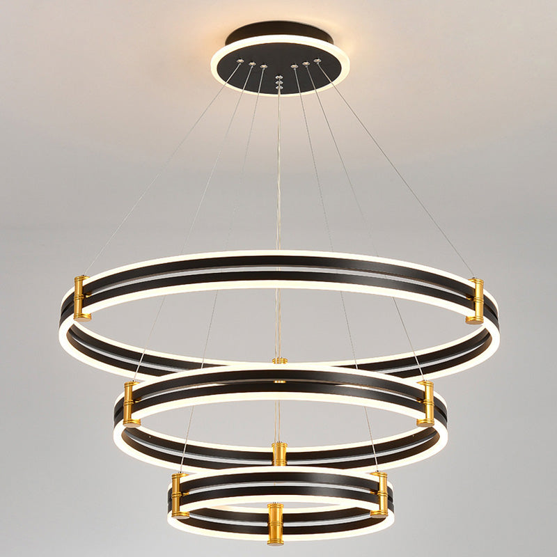 Postmodern Simplicity Round Ceiling Chandelier Acrylic Hanging Light with Hanging Cord for Living Room