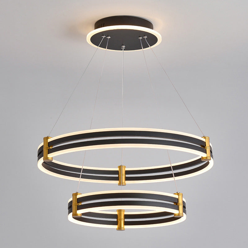 Postmodern Simplicity Round Ceiling Chandelier Acrylic Hanging Light with Hanging Cord for Living Room