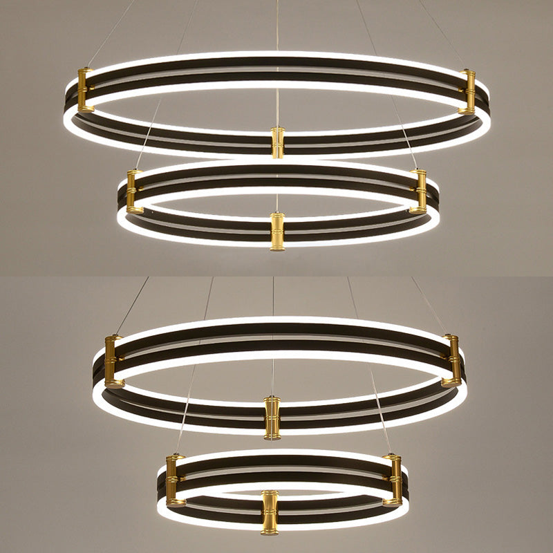 Postmodern Simplicity Round Ceiling Chandelier Acrylic Hanging Light with Hanging Cord for Living Room