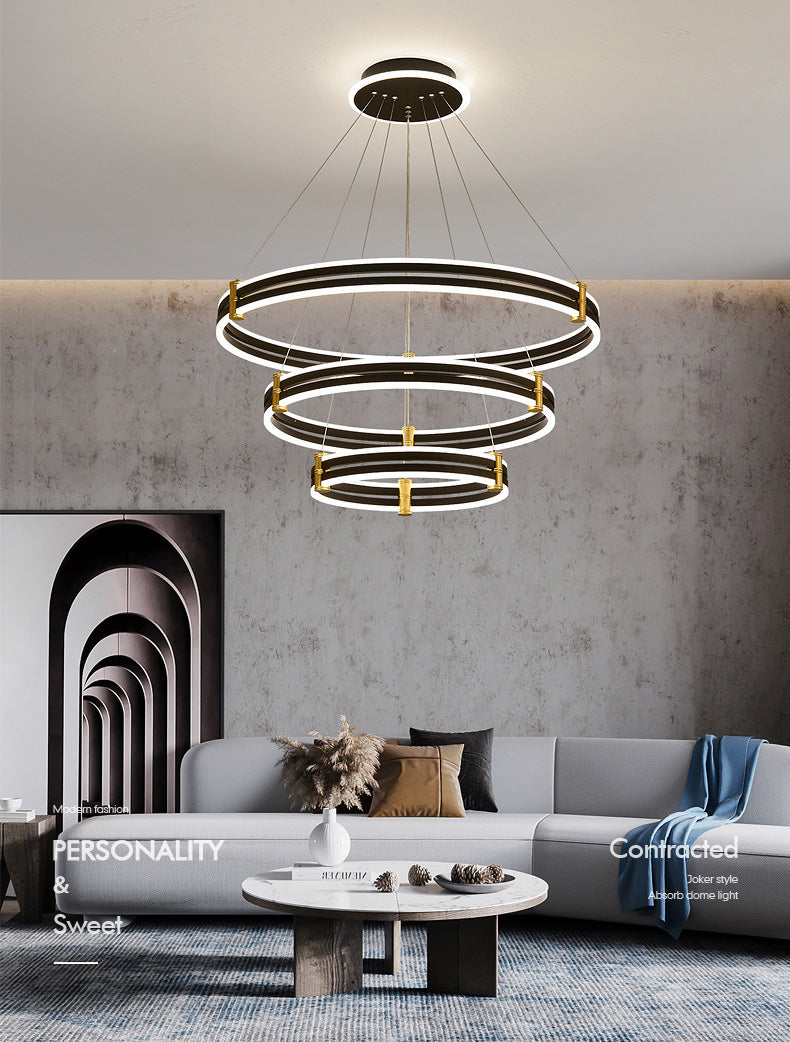 Postmodern Simplicity Round Ceiling Chandelier Acrylic Hanging Light with Hanging Cord for Living Room
