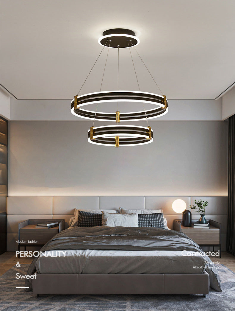 Postmodern Simplicity Round Ceiling Chandelier Acrylic Hanging Light with Hanging Cord for Living Room