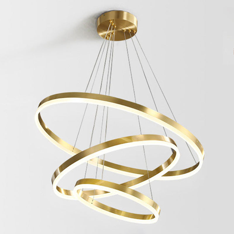 Moderne ring kroonluchter acryl hanger plafondlampen met verstelbaar hangsnoer voor woonkamer