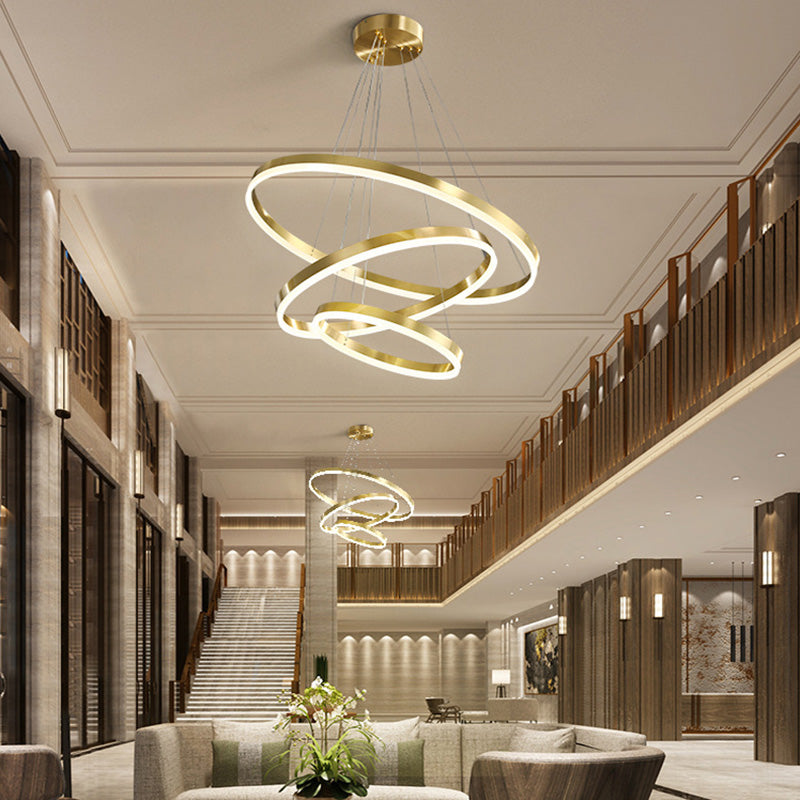 Moderne ring kroonluchter acryl hanger plafondlampen met verstelbaar hangsnoer voor woonkamer