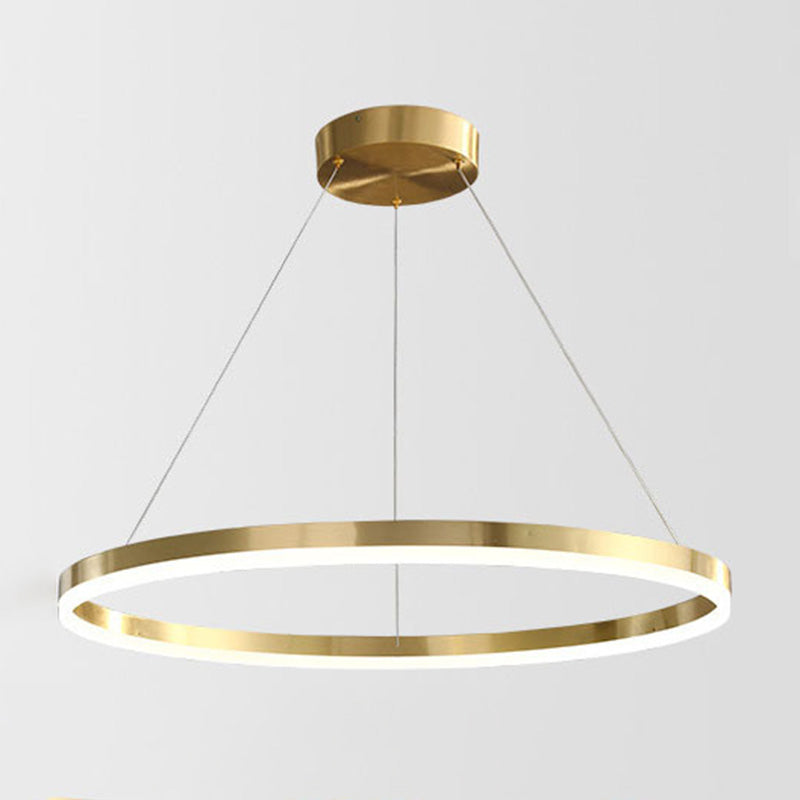 Moderne ring kroonluchter acryl hanger plafondlampen met verstelbaar hangsnoer voor woonkamer