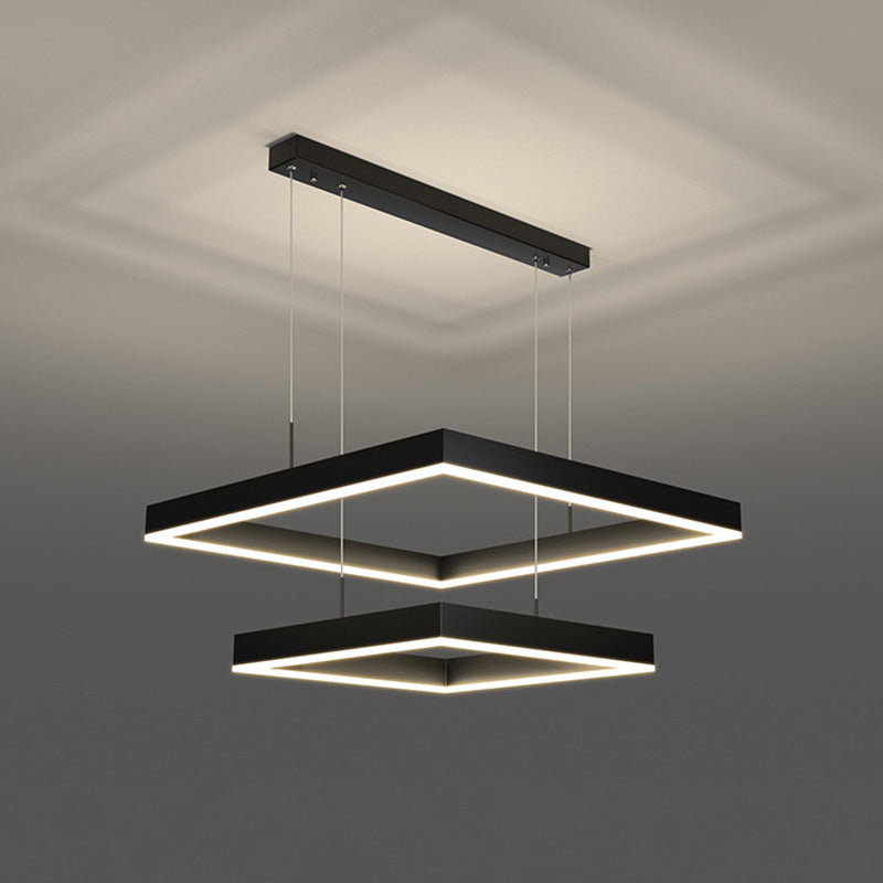 Postmodern Simplicity Squared Chandelier Pendant Light Acrylic Suspension Pendant Light for Living Room