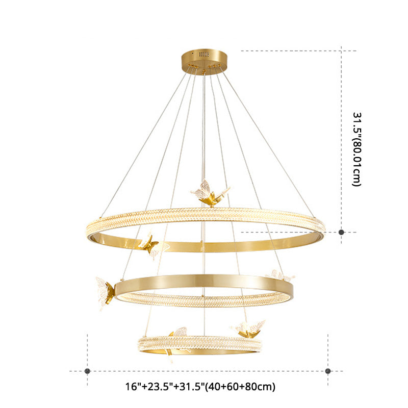 Ultra-modern Round Hanging Chandelier Acrylic Suspension Lighting with Hanging Cord for Living Room