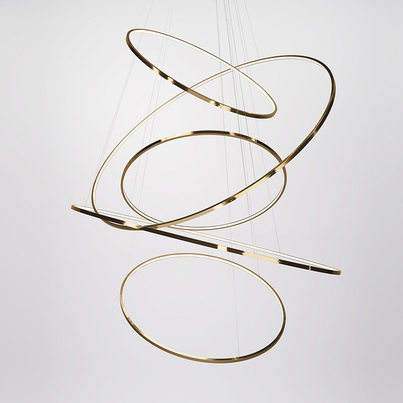 Moderne Ring Opgebroken verlichtingsarmatuur Metallic Pendant -verlichtingsarmaturen voor restaurant