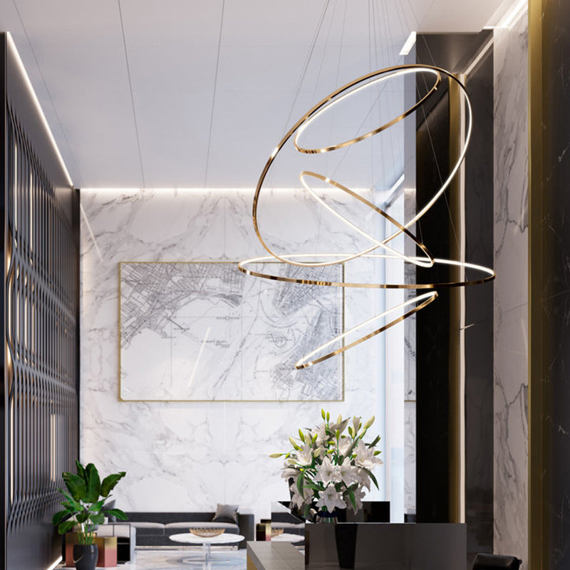 Moderne Ring Opgebroken verlichtingsarmatuur Metallic Pendant -verlichtingsarmaturen voor restaurant