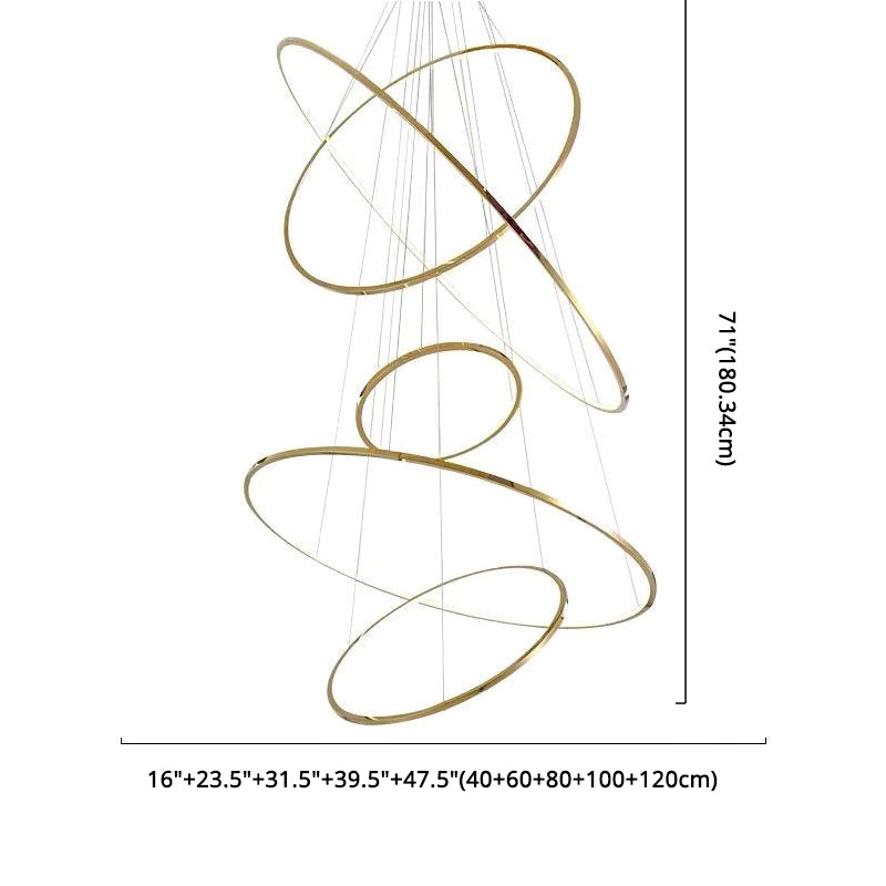 Moderne Ring Opgebroken verlichtingsarmatuur Metallic Pendant -verlichtingsarmaturen voor restaurant