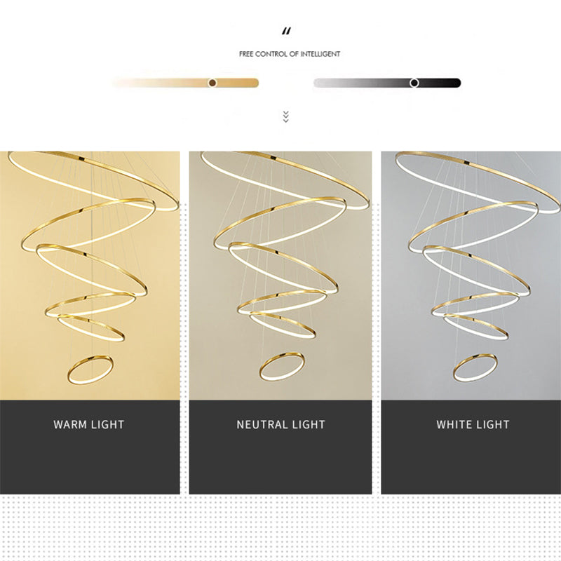 Moderne Ring Opgebroken verlichtingsarmatuur Metallic Pendant -verlichtingsarmaturen voor restaurant