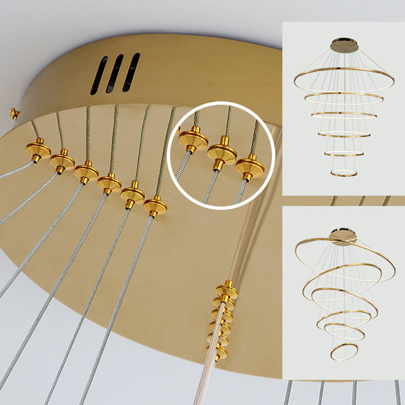 Moderne Ring Opgebroken verlichtingsarmatuur Metallic Pendant -verlichtingsarmaturen voor restaurant