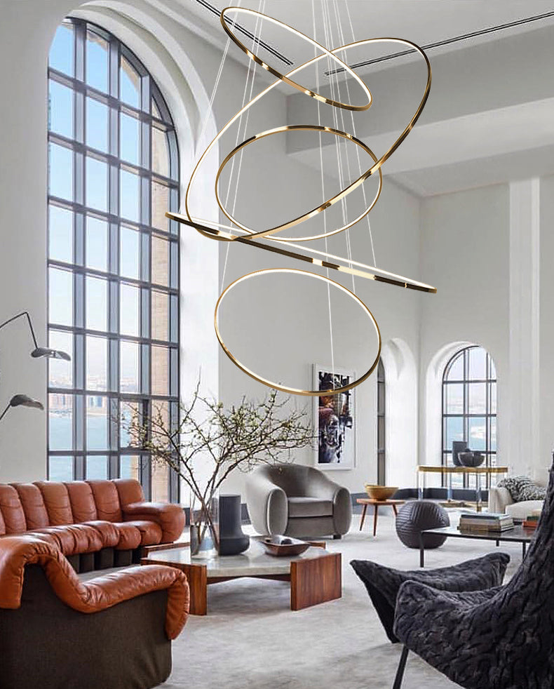 Moderne Ring Opgebroken verlichtingsarmatuur Metallic Pendant -verlichtingsarmaturen voor restaurant