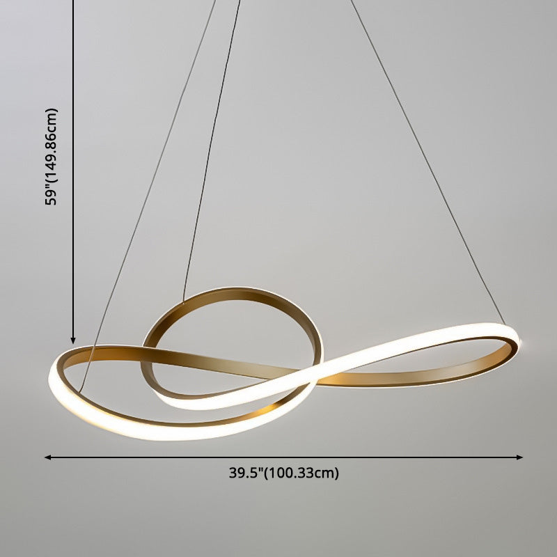 Modern Spiral Chandelier Light Fixtures Metallic Hanging Light Kit for Restaurant