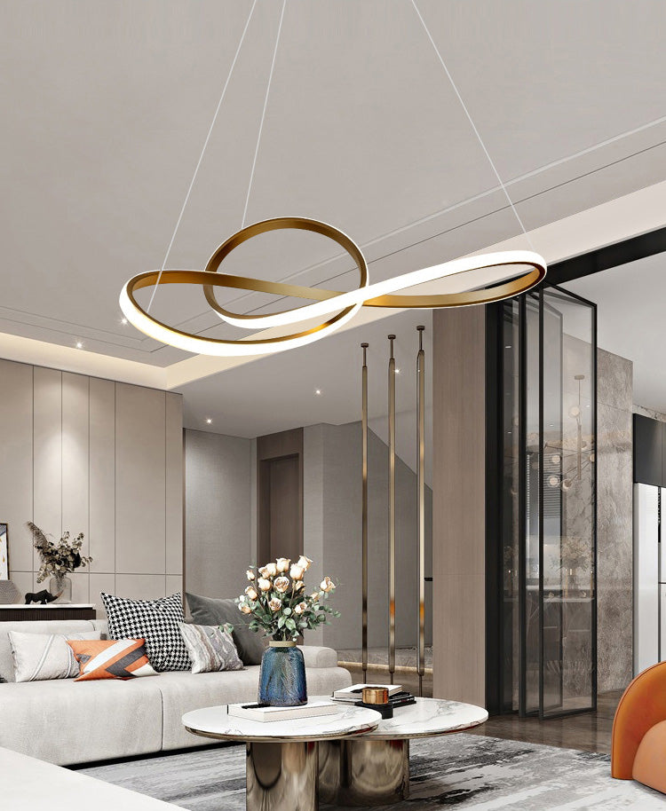 Modern Spiral Chandelier Light Fixtures Metallic Hanging Light Kit for Restaurant