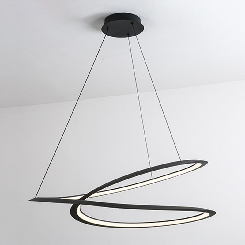 Ultra-modern Twisting Hanging Chandelier Metallic Hanging Lamp with Hanging Cord for Restaurant