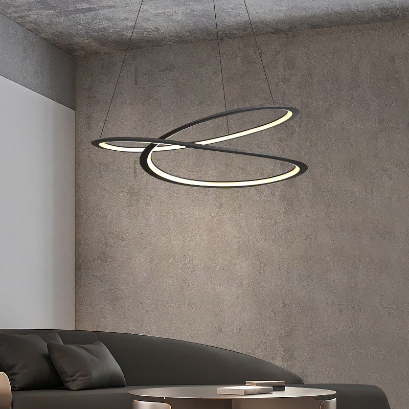 Ultra-modern Twisting Hanging Chandelier Metallic Hanging Lamp with Hanging Cord for Restaurant