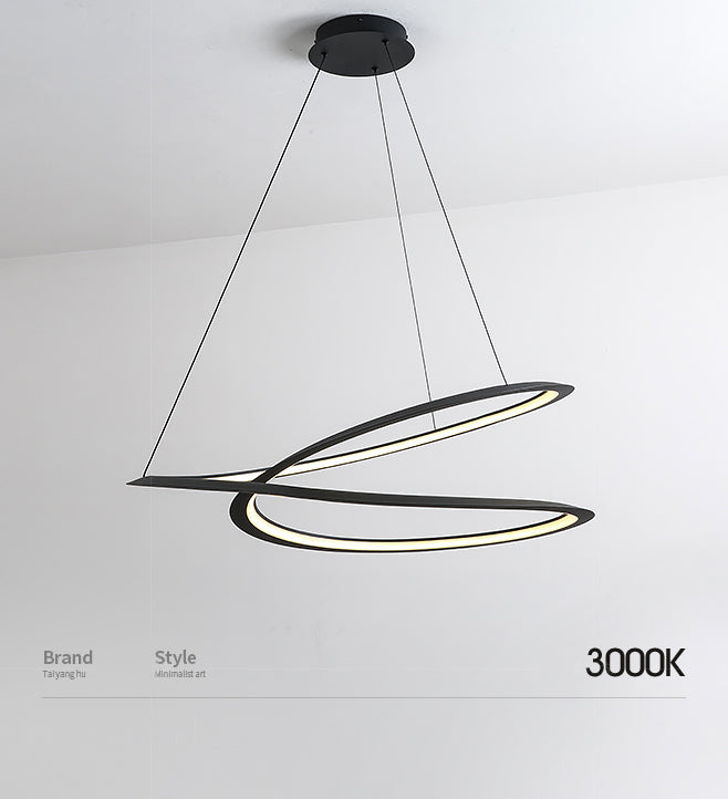Ultra-modern Twisting Hanging Chandelier Metallic Hanging Lamp with Hanging Cord for Restaurant