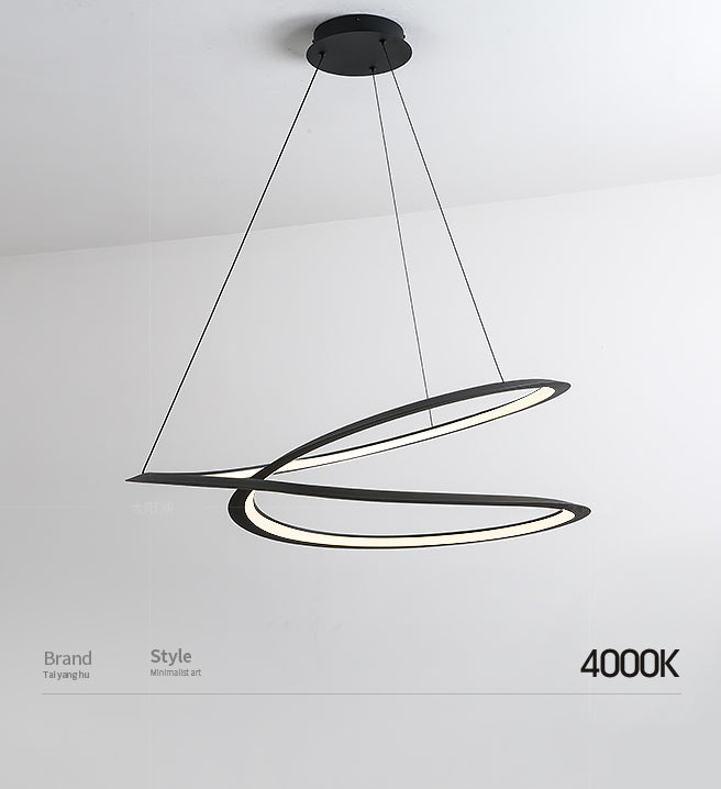 Ultra-modern Twisting Hanging Chandelier Metallic Hanging Lamp with Hanging Cord for Restaurant