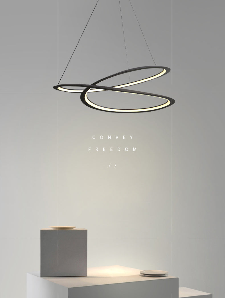 Ultra-modern Twisting Hanging Chandelier Metallic Hanging Lamp with Hanging Cord for Restaurant