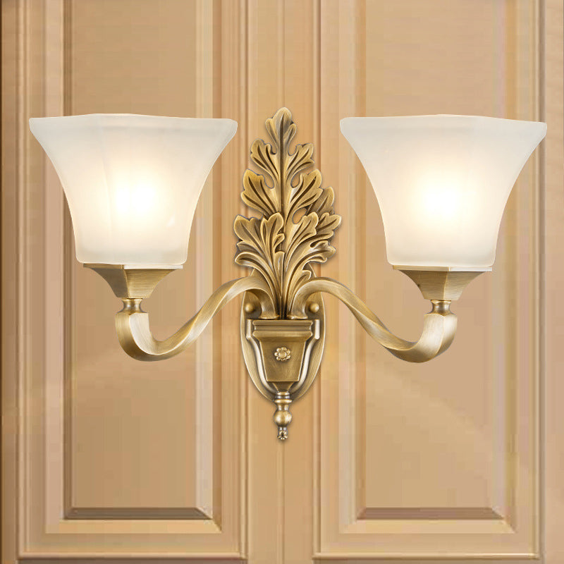 Luz dorada de 1/2 luces vintage elegante ópalo de ópalo de ópalo de montura de pared de la pared para sala de estar para sala de estar