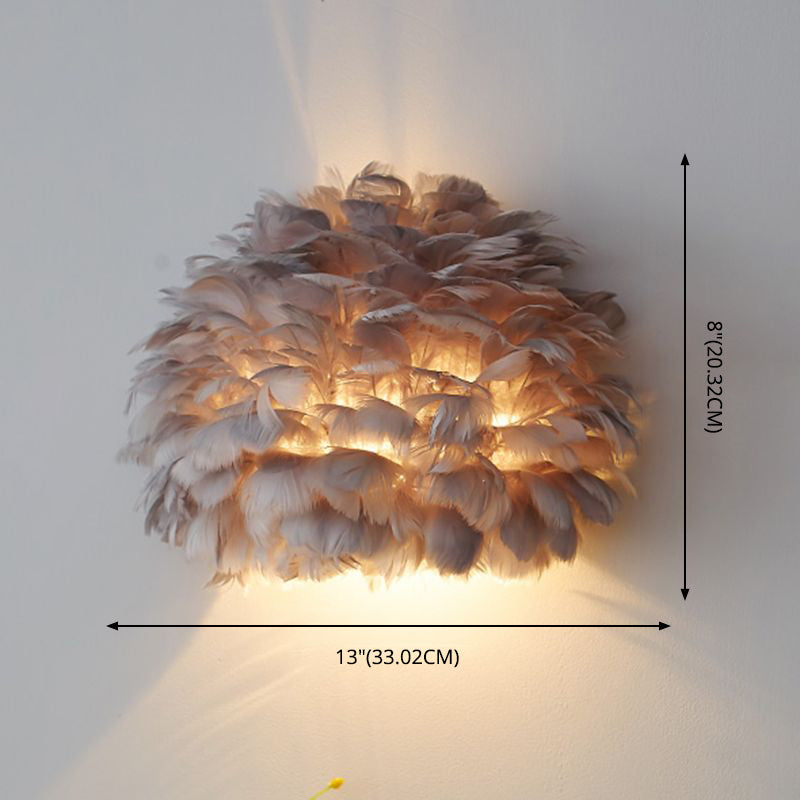 Nordic Romantic Style Feathered Wall Sconce Metal 1 Light Sconces