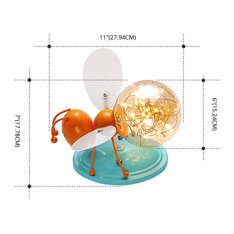 Creative Cartoon Style Bee Shaped Wall Sconce Glass 1 Light Sconces for Bedroom