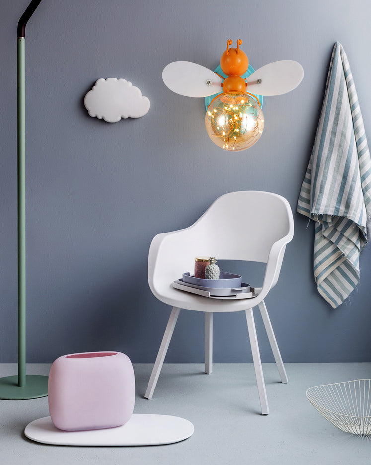 Creative Cartoon Style Bee Shaped Wall Sconce Glass 1 Light Sconces for Bedroom