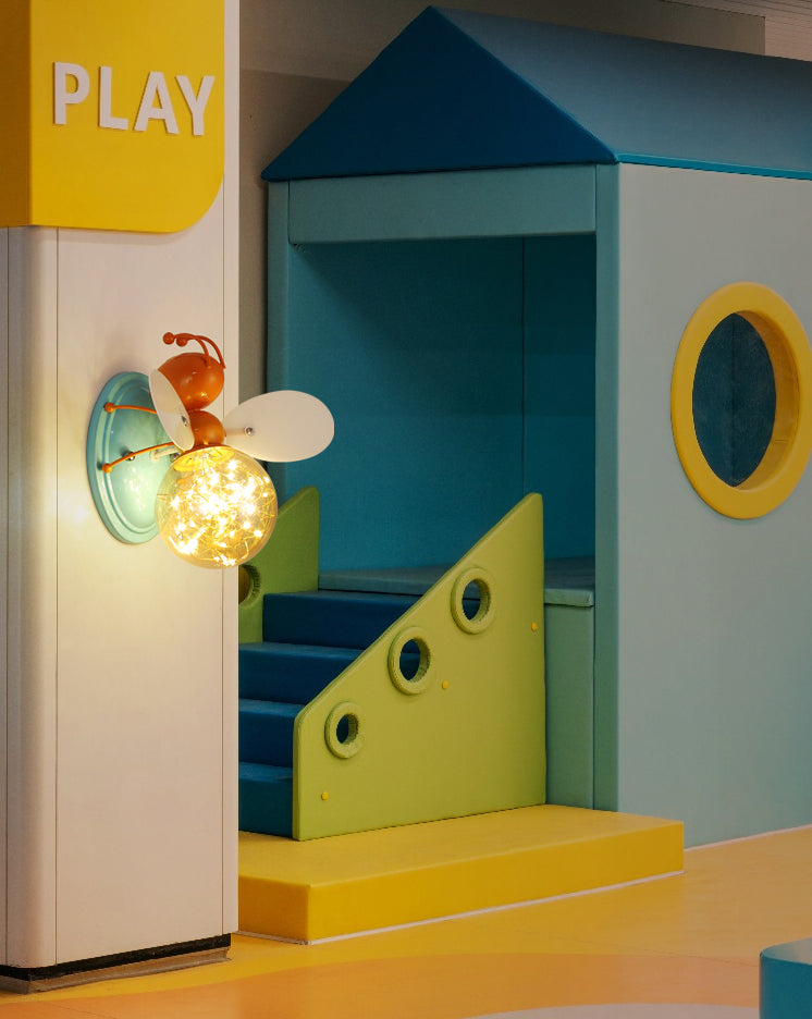 Creative Cartoon Style Bee Shaped Wall Sconce Glass 1 Light Sconces for Bedroom