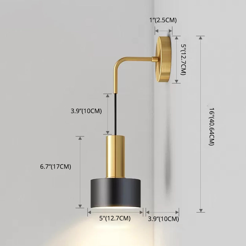 Adjustable Angle 1 Light Cylinderical Wall Sconce Nordic Luxury Style Metal Sconces