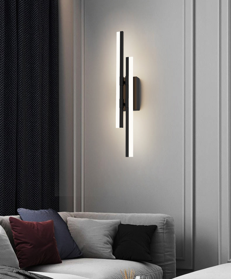 2-Lights Linear Wall Sconce Nordic Minimalist Style Aluminum Sconce Wall Light