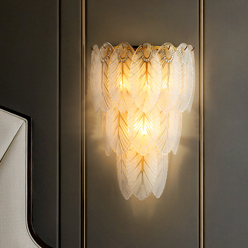 Modern Luxury Style Feather-shaped Wall Sconce Glass Sconces for Living Room