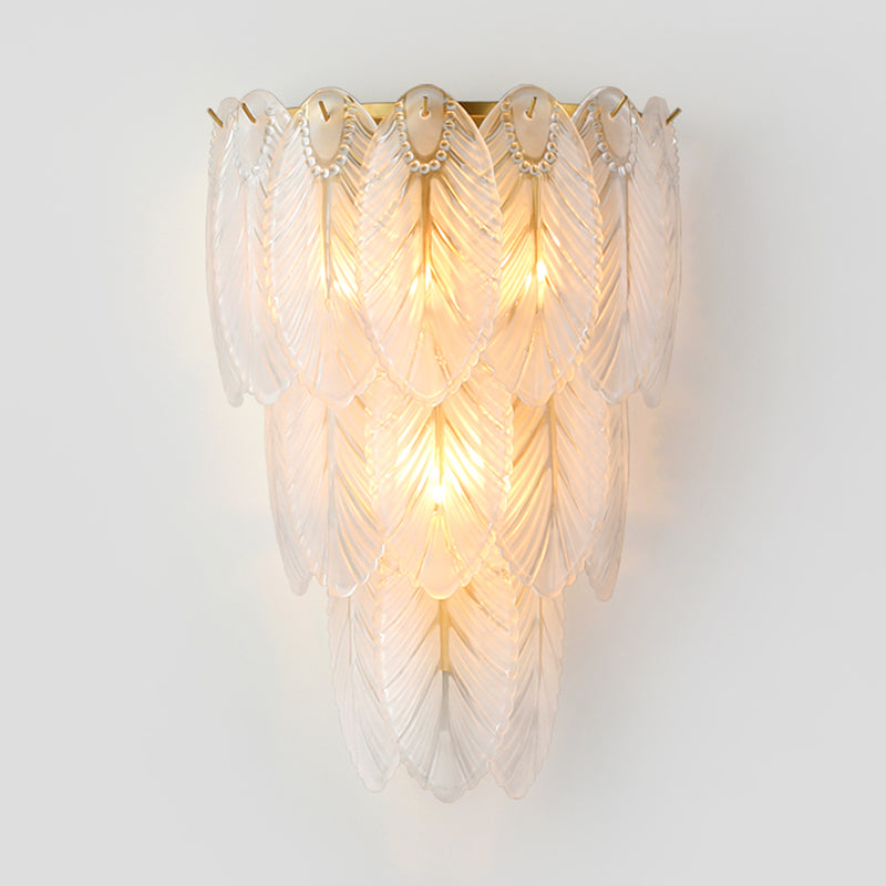 Modern Luxury Style Feather-shaped Wall Sconce Glass Sconces for Living Room
