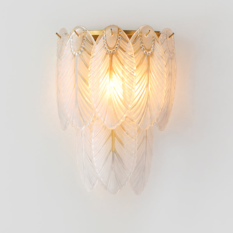 Modern Luxury Style Feather-shaped Wall Sconce Glass Sconces for Living Room